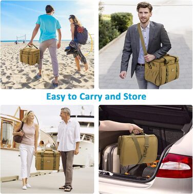 UPEELIFE Cooler Bag 24L, Large Foldable Lunch Bag Insulated Bag, Waterproof Picnic Bag Cooler Bag with Shoulder Strap for Picnic BBQs Shopping Beach Camping (Khaki)