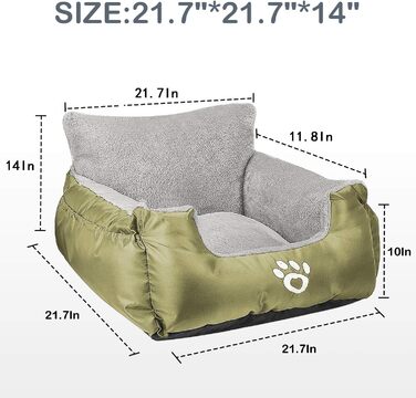 Автокрісло для собак та котів Fareyy, підняття для тварин, подорож, з сумкою та страхувальним ременем, водовідштовхувальне, тепле, плюшеве, зелене