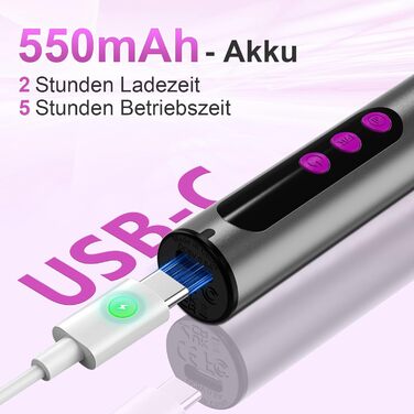 Електричний фрезер для нігтів Nagelfräser - 12 в 1, 35000 об/хв, для гелю, акрилу, манікюру та педикюру, сірий