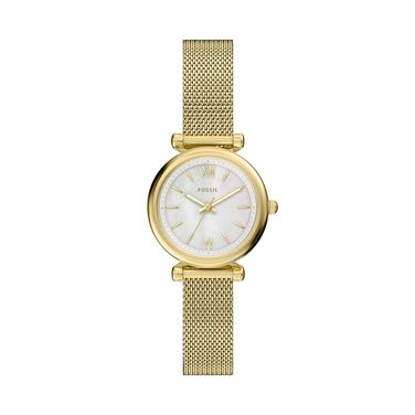 Жіночий кварцовий годинник Fossil Carlie золотистого кольору з браслетом із нержавіючої сталі (28 мм, French Blush Gold)
