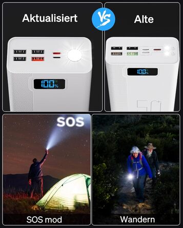 Портативний зарядний Power Bank 50000mAh з 5 виходами та 3 входами, 22.5W, для MP3-плеєрів