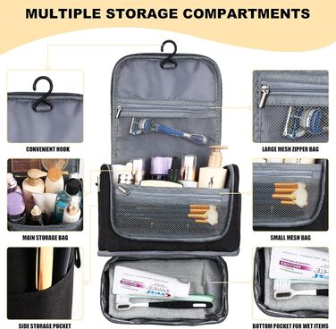 Чоловіча та жіноча косметичка JOZEA, водонепроникна дорожня сумка-органайзер, чорна