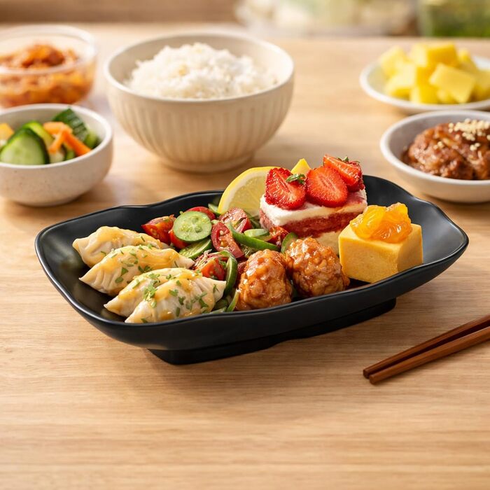 Прямокутні сервіровочні тарілки Teller Rechteckig, чорний порцеляновий набір для закусок, десертів, суші, салатів та інших страв (Ljp5008-6)