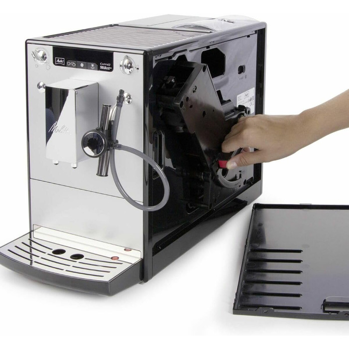 Melitta Solo & Perfect Milk – Fully Automatic Coffee Machine with Milk System, Cappuccino Machine for coffee or cappuccino, silver. Silver Fully Automatic Coffee Machine.