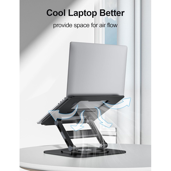 MCHOSE Adjustable Laptop Stand - Ergonomic Aluminum Laptop Riser for Desk - 360° Rotation - Compatible with MacBook Air & 10-17