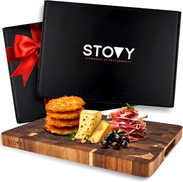 Дерев'яний обрізний стіл STOVY® з масивного акацієвого дерева, 40 x 30 x 3 см – антибактеріальний, з гірського дерева