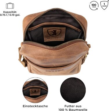 Чоловіча сумка через плече Berliner Bags Tom з натуральної шкіри, Camel, S
