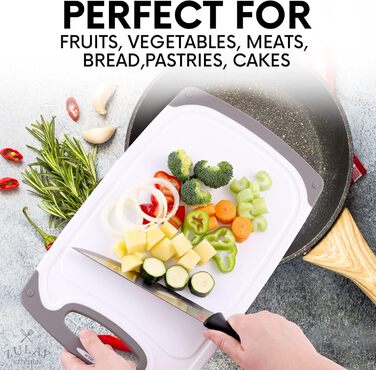 Набір з 3 дерев'яних обробних дощок Zulay Kitchen, пластик, з жолобками для соку, стійкі до ковзання, для кухні