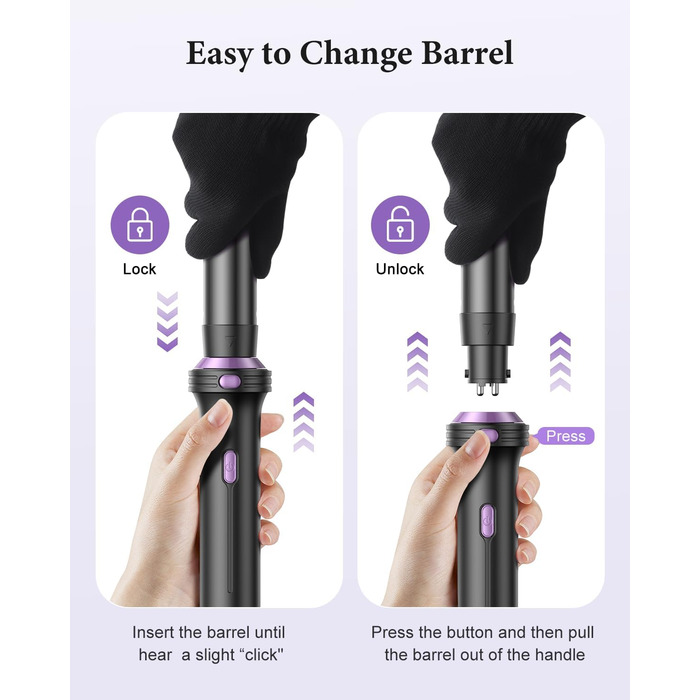 BESTOPE PRO Локкенстаб: Набір 5 в 1 з плойкою, термощіткою та 3 локкенами (9-25 мм) для великих локонів, 13 температур, захисне покриття, рукавичка, затискач (базальтовий чорний)