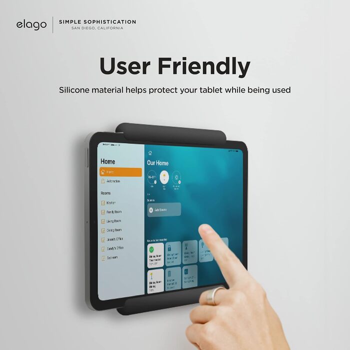 Тримач для планшета elago Home Hub Mount для Apple iPad, iPad Air/Pro, Samsung Galaxy Tab та інших планшетів, силіконовий, з кабелем-органайзером, чорний