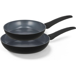 Набір сковорідок Be Living Delight 4 шт. (20/24/28 см + вок 28 см з кришкою), антипригарне покриття з кераміки, для індукційних плит, без PTFE та PFOA, чорний