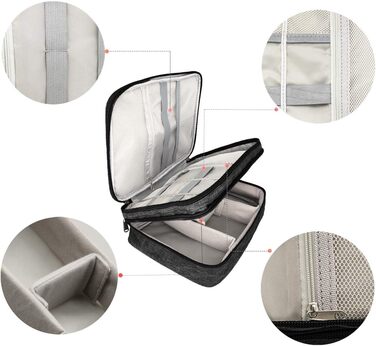 Водонепроникна сумка-органайзер для кабелів та електроніки Ruyosn. Двошарова сумка для кабелів, повербанку та аксесуарів. Чорний колір.