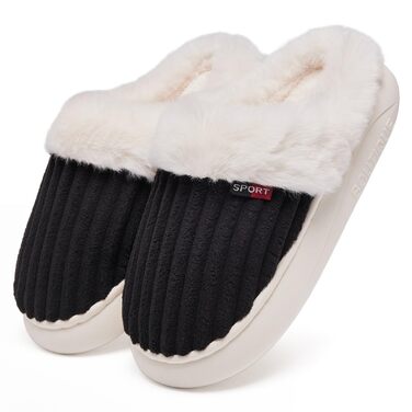 Зимові плюшеві тапочки Guyarns для жінок та чоловіків з Memory Foam, кордов'янта, неслизька підошва, комфортні домашні тапочки, підходять для дому та вулиці, зелені (40/41 EU, чорні)