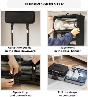 Органайзер для одягу Granny Says з 3 відділеннями, чорний. Підвісний кофр-органайзер для подорожей, компактний, для шафи, у дорогу