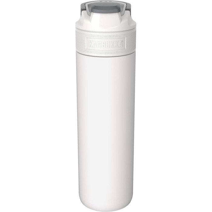 Kambukka Stainless Steel Water Bottle - Insulated Thermos with Snapclean Lid - Dishwasher Safe, Easy Grip (600ml, Chalk White)