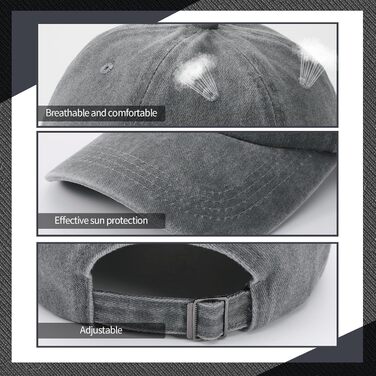 Кепка бейсболка для чоловіків та жінок, 3 шт. Регульована бавовняна кепка, унісекс, вінтажний стиль, для спорту та відпочинку