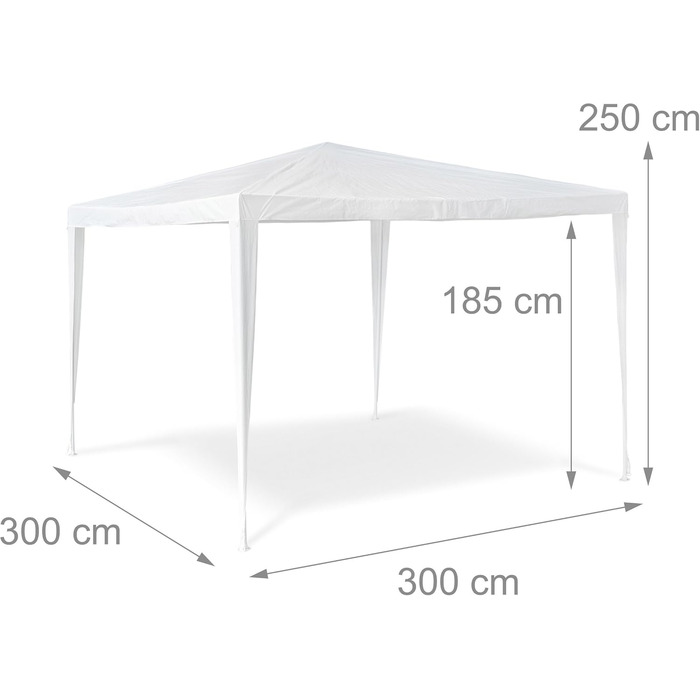 Relaxdays Pavilion Tent HBT: 2.5 x 3 x 3 m Garden Pavilion with square base and 100% PE roof Party tent for festival or celebration Pavilion with steel frame, pavilion, white