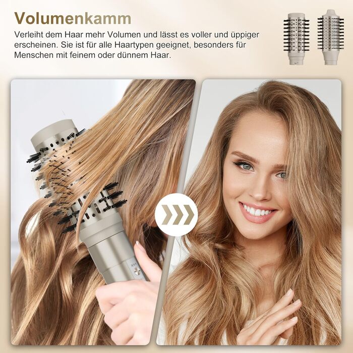 7MAGIC Airstyler 6-в-1: стайлер, плойка, фен, іонізація, для волосся, професійний, для особливих випадків, золото