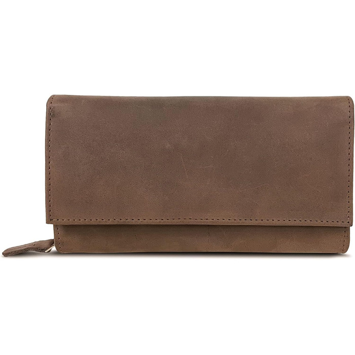 ROYALZ 'Orelia' Vintage Leather Wallet for Women - Large Portemonnaie (Wallet) with Many Compartments, RFID Blocker, Crossbody Wallet