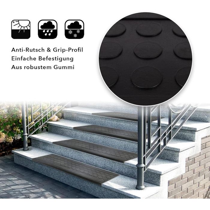 Rubber Threshold Mats with Beveled Edge - Non-Slip, Indoor/Outdoor - 5 Piece Set