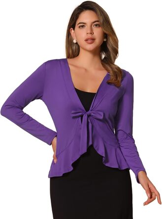 Allegra K Кардиган жіночий, трикотажний, темно-фіолетовий, розмір M