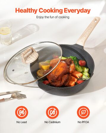 Набір каструль та сковорідок VEVOR з індукційним покриттям (17 предметів) з кришками з термостійкого скла, антипригарне покриття, для кухні, кемпінгу, приготування соусів та тушкування (чорний)