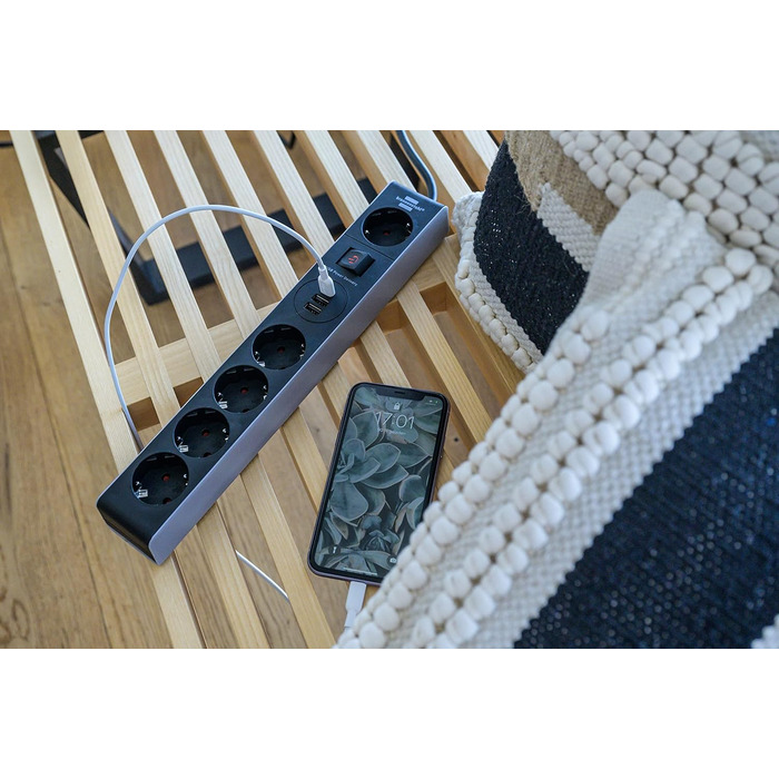 Бренненштуль мережевий фільтр 5-портовий з USB-C Power Delivery та 2 USB, для швидкої зарядки, 1x USB-C PD, 2x USB 2.4A, Single