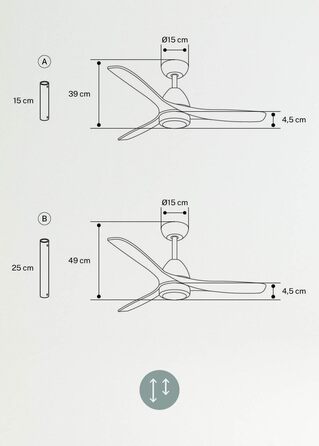 Стельовий вентилятор CREATE WINDCUP з пультом, світлом та дерев'яними лопатями, 132 см, 40W, DC-мотор, 6 швидкостей, літній/зимовий режим, чорний