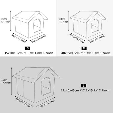 Vinnypet Outdoor Cat House - Winterproof, Waterproof, Warm Pet Shelter with Plush Cushion - Dog House, Stray Animal Shelter - 40x35x40cm Grey