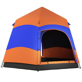 Outsunny Family Tent Quick-Up Tent Double-Wall Tent for 4–6 People, 4 Seasons, Waterproof, with Mosquito Net, 2 Doors | Aosom