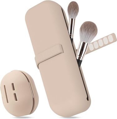 Набір для макіяжу Silikon Travel Essentials: органайзер для пензлів та чохол для Beauty Blender, легкий, портативний, для подорожей (Хакі)