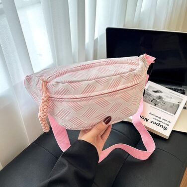 Жіноча поясна сумка-кросбоді з корду, зеленого кольору. Регульований плечовий ремінь, модна та зручна для повсякденного носіння та спорту.