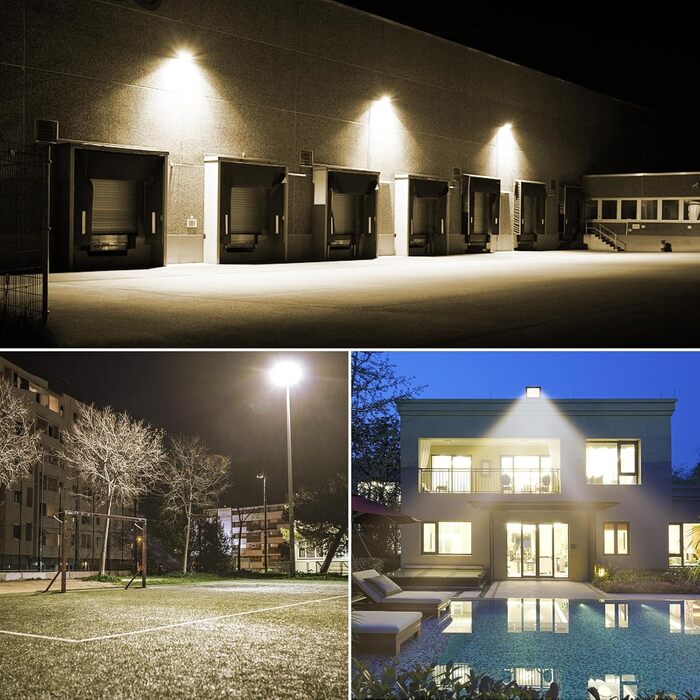 RIGIDON 2x 75W LED Floodlights Outdoor, 7500LM Outdoor Floodlight, 3000K Warm White IP66 Waterproof LED Floodlight Spotlight, Outdoor Lamp for Garden, Courtyards, Garage, Hotel, Sports Field, Workshop