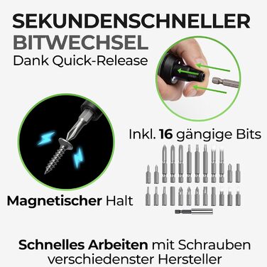 Електрична дриль-шуруповерт акумуляторна | 3.7V | 2000mAh | з функцією швидкої заміни біт | комплект з 16 біт та USB-C кабелем
