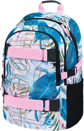 Шкільний рюкзак Baagl для хлопчиків та дівчаток - рюкзак на скейтборді з відділенням для ноутбука та нагрудним ременем, для школи, старшої школи, середньої школи, принт Skate Leafs