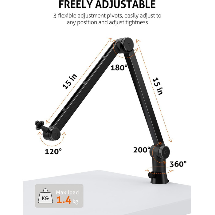 Підставка для мікрофона SUNMON для Blue Yeti та інших – міцна, 360° обертання, металева клямка, універсальна | HyperX QuadCast 2, Fifin AM8, Seiren Mini V3, MV7