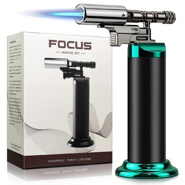 Газовий пальник для кухні Küchenbrenner: потужний Jet-полум'я, заправний бутаном, для крем-брюле, паяння (без бутану), чорний Wb009