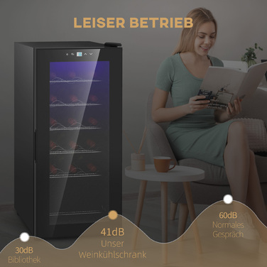 HOMCOM Wine Refrigerator, Compressor for 18 Bottles, 50 L Beverage Refrigerator with Glass Door, 5-18°, Bottle Refrigerator with Touch Switch | Aosom
