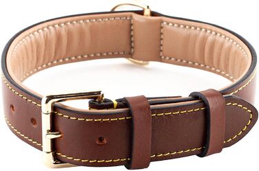 Нашийник для собак Brute Strength з натуральної шкіри, чорний, з чорними швами (XXL, 66-73 см)