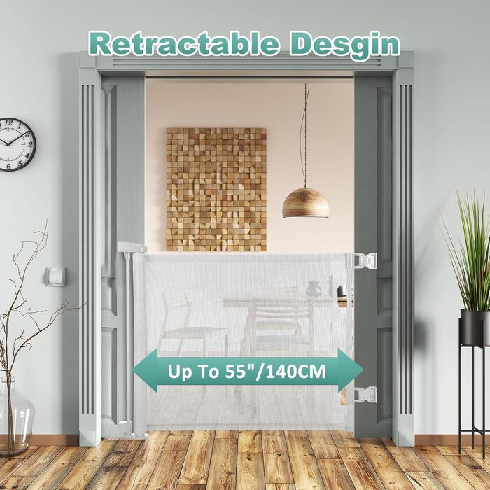 Зсувна захисна сітка для дитячих воріт та домашніх тварин, 55 см, 83 см, біла