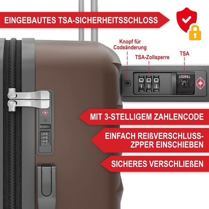 Преміум набір валіз 4-в-1 з жорстким корпусом, TSA-замком та USB-портом – плюс ваги, ремені, адресники, тримач для напоїв, чохол для взуття та чохли від пилу (Колір: Кофе)