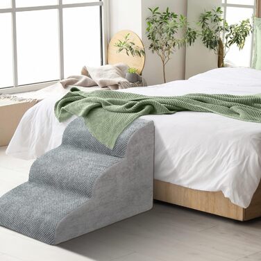 Сходинка для собак 3 сходинки, для маленьких собак, до ліжка/дивану, водонепроникна, з неслизьким покриттям, знімний чохол, з високощільним губчастим наповнювачем, 60x40x40 см