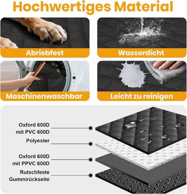 Автомобільна захисна накидка на заднє сидіння для собак, 600D, водовідштовхувальна, стійка до подряпин, з боковими захистами та оглядовим вікном, універсальна, для собак
