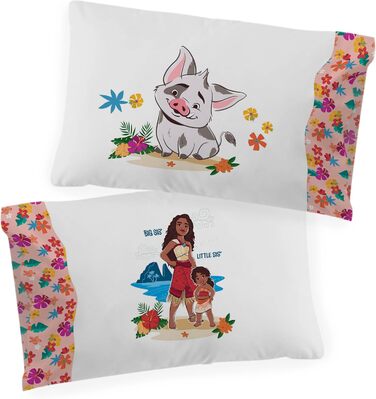 Комплект постільної білизни Jay Franco Disney Lilo & Stitch з квітковим дизайном для однієї людини – дитяча постільна білизна з наволочкою 80 x 80 см, бавовна, машинне прання, багато кольорів - Lilo & Stitch (Бежевий - Moana, 135x200/50x70 (2 шт))