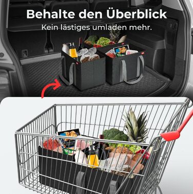 Achilles 3-Piece Set Shopping Basket - Shopping Bags - Storage Boxes - Trunk Bags - Shopping Box - Black - 37x25x25cm