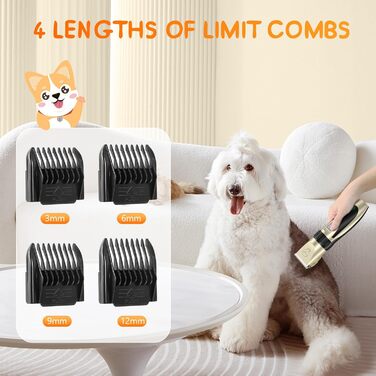 Професійна машинка для стрижки собак та котів Nextronix - набір з 4 насадками, 6500 обертів