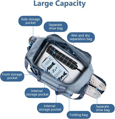 Спортивна сумка Flintronic 35L, водонепроникна, для подорожей та вихідних, блакитна (з багажним жетоном)