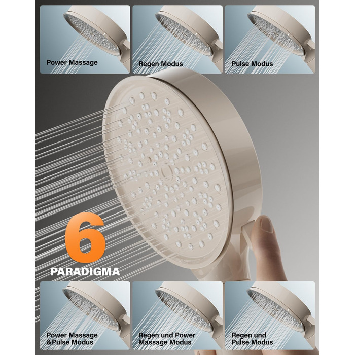Cobbe Shower Head with Filter, High-Pressure Handheld Shower with Hose, 6 Spray Patterns Water-Saving Shower Head with 20-Layer Filtration, Shower for Hard Water, Residual Chlorine, Bacteria, and Heavy Metals (Khaki)