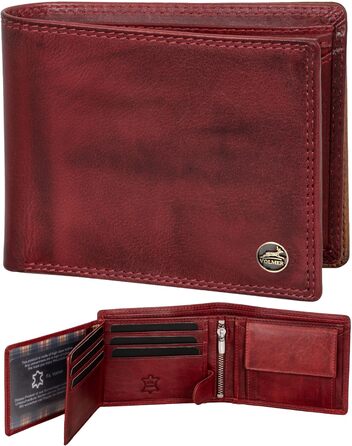 Чоловічий шкіряний гаманець Volmer з RFID-захистом, місткий (9+4 картки), Бордовий