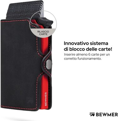 Гаманець-картхолдер BEWMER з RFID-захистом, карбоновим затискачем для грошей та застібкою на блискавці (Чорний/Червоний)